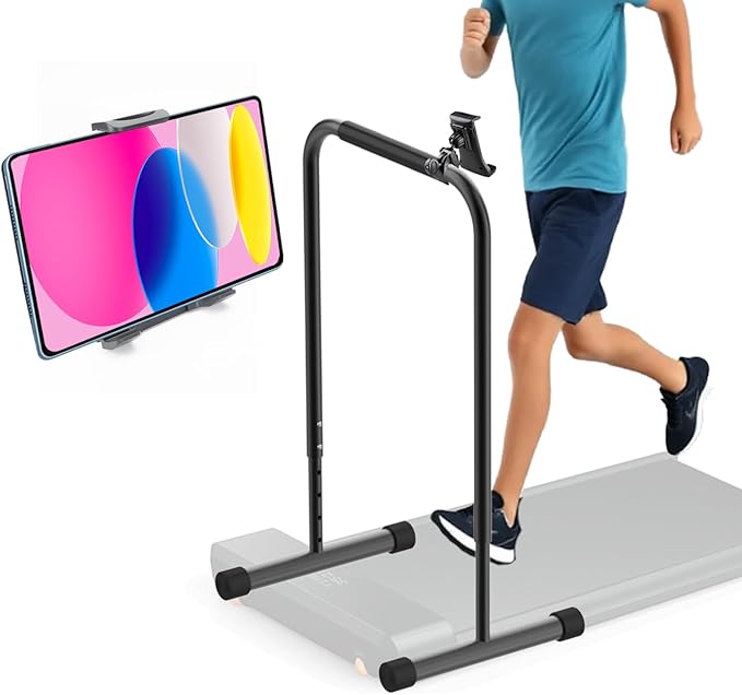 Handle Bar for Walking Pad Only, with Phone Holder, Suitable for Models 20+ Walking Pad, 19.7in Wide, Adjustable Handrail Height (Max 43.3in), Non-Slip Feet, Easy to Assemble, Stable Design, Black