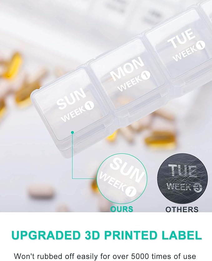 TookMag Monthly Pill Organizer 28 Day Pill Box, Travel Medicine Pill Organizer, Large 4 Weeks 1 Month Pill Cases with Dust-Proof Container for Pills/Vitamin/Fish Oil/Supplements