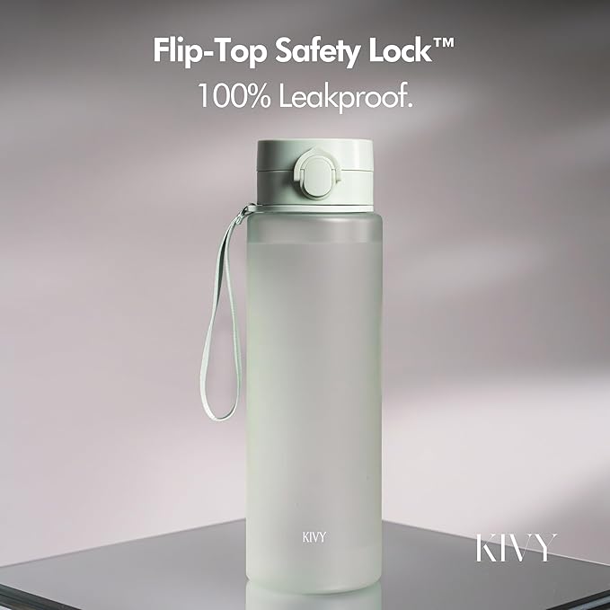 KIVY Tritan Water Bottle 50oz [WITH FLIP LID] - Reusable & Slim Waterbottle for Travel, Gym & School - For Women & Men - Dishwasher Safe - Skinny Leak Proof & Lightweight Bottle - BPA Free