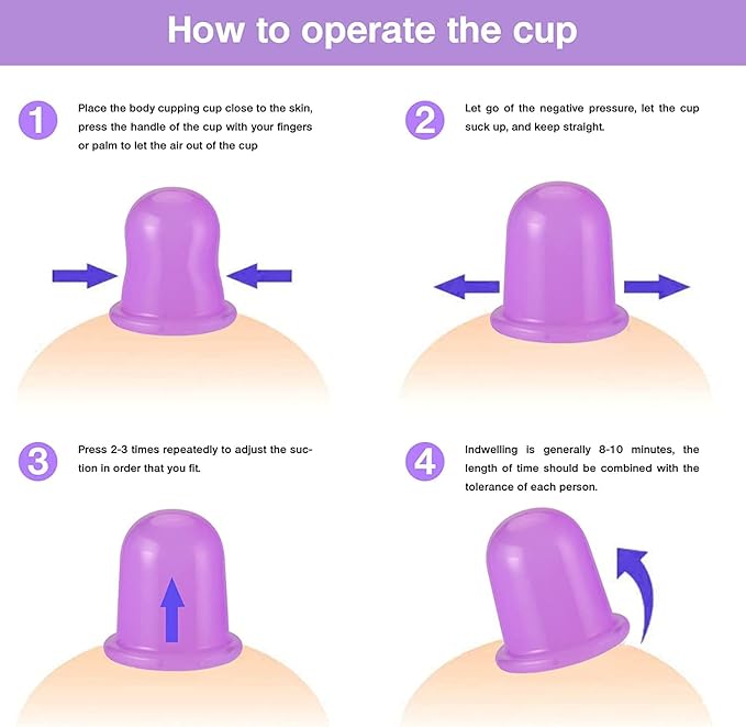 Facial Cupping Set Silicone Cupping Therapy Sets 7Pcs Anti-Cellulite Cup Vacuum Suction Massage Cups with Storage Bag for Muscle,Nerve,Joint Pain Relief and Cellulite Blaster Massage