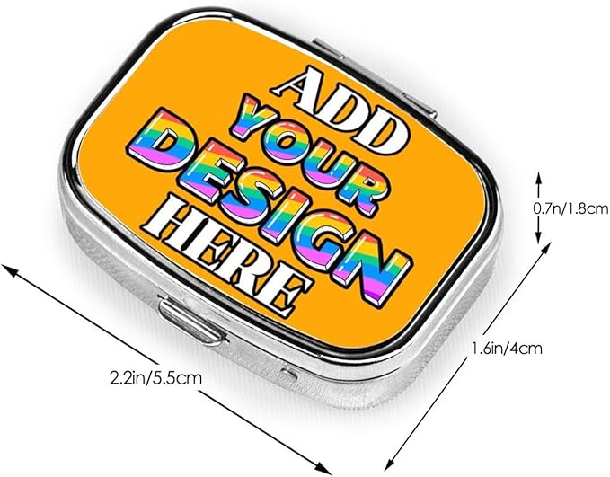 Custom Medicine Pill Organizer, Medicine Pill Box Case Container Travel Pill Holder Vitamin for Purse Med Wallet Portable Mini Pastillero Square, Orange, Customized Gifts