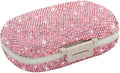 Daily 6 Compartments Pill Box Container Bling Diamond for Purse Medicine Container Holder for Women Travel Kit Medicine (Pink)