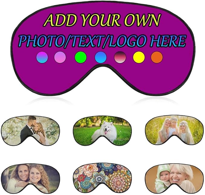 Personalized Eye Mask, Custom Eyeshade Blindfold Add Your Design Image Text Customized Eye Cover with Adjustable Strap for Sleeping Travel Work Naps Blocks Light, Mei Red