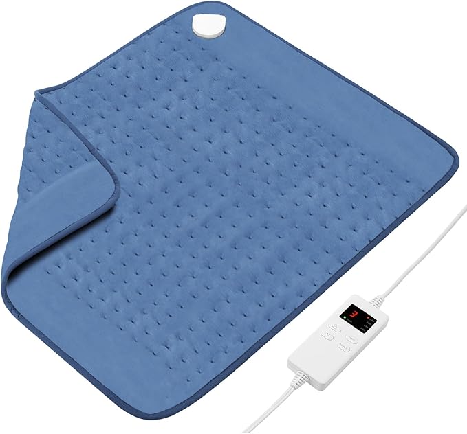 Electric Heating Pad for Neck and Shoulder and Back Muscle Pain Relief, 20"x24" Large Heating Pad 6 Heat Settings Heat pad Christma s Gifts for Men (Blue)
