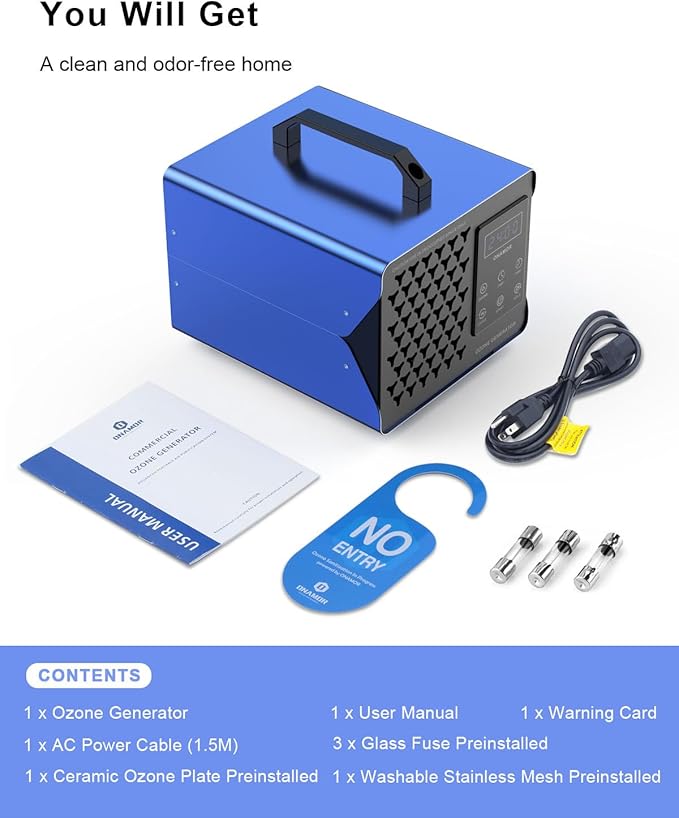 ONAMOR Digital Ozone Generator Odor Eliminator 180,000mg, High Capacity Ozone Machine Odor Removal Up to 8,000 Sq.Ft, Ionizer Deodorizer Ozonator for Home, Car, Smoke, Pet Room