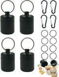 4 Pieces keychain pill holder,Waterproof Seal Small Pill Box Mountaineering Keychain Portable Aluminum Alloy Pill Container Portable Coin Storage earplug case (black)