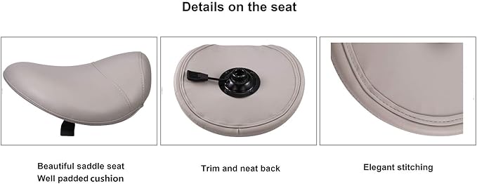 Kaleurrier Saddle Stool Rolling Swivel Height Adjustable with Wheels,Heavy Duty Saddle Chair,Ergonomic Stool Chair for Hair Salon Lab Clinic Dental Massage Home Office Kitchen (Grey, Without Back)