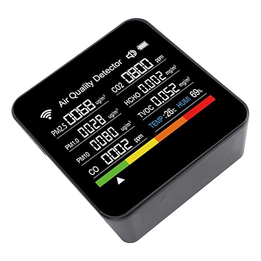 AYNEFY Smart Air Quality Meter Air Quality Analyzer WiFi Connection Digital Display Environmental Monitor for Home Office Indoor Pollution Detection VOC PM2.5 Temperature Humidity Smart