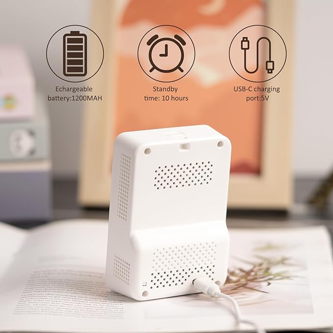5-in-1 Air Quality Monitor Indoor for CO2/HCHO/TVOC/Temp/Hum, Portable Real-time Detector, LCD Display, Suitable for Baby Room, Living Room, Office, Kitchen, Warehouse