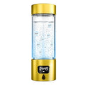 Hydrogen Water Bottle - Portable Rechargeable Water Bottle with LED Timer, Aluminum and Glass, 5000 PPB Hydrogen Production, Gift for Husband Wife Father Friend Client (Gold, 11.6Oz)