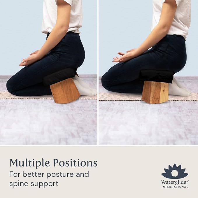 Meditation Bench (Zen Black), Seiza, Sustainable Acacia Wood with Curved Bottom Edges for The Perfect Posture, Meditation Stool, Prayer Bench, Meditation Chair, Yoga Stool