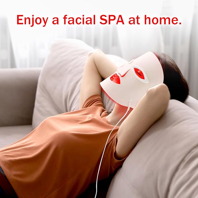 Red Light Therapy Mask, Red Light Therapy for Face, 7 Colors LED Facial Mask for Wrinkle Remove & Anti Aging, Skin Care Home Travel Use,Pink (Upgraded Version)