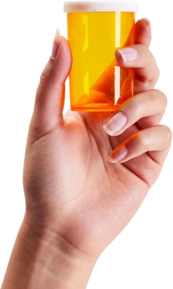 Juvale Empty Pill Bottles with Caps - Easy-Open Plastic Vials with Caps - Compact Travel Pill Bottles - 20 Dram, Orange, Pack of 50