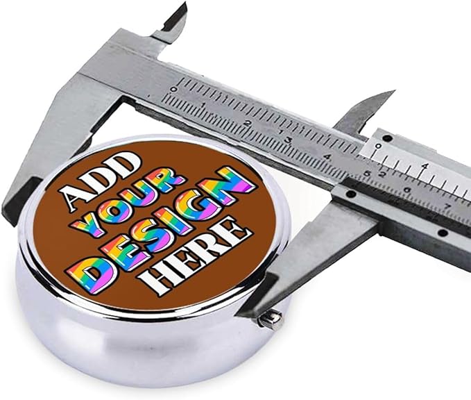 Custom Travel Pill Box, Medicine Pill Organizer Case Container Travel Pill Holder Vitamin for Boxes Med Wallet Portable Mini Pastillero Round, SaddleBrown, Customized Gifts