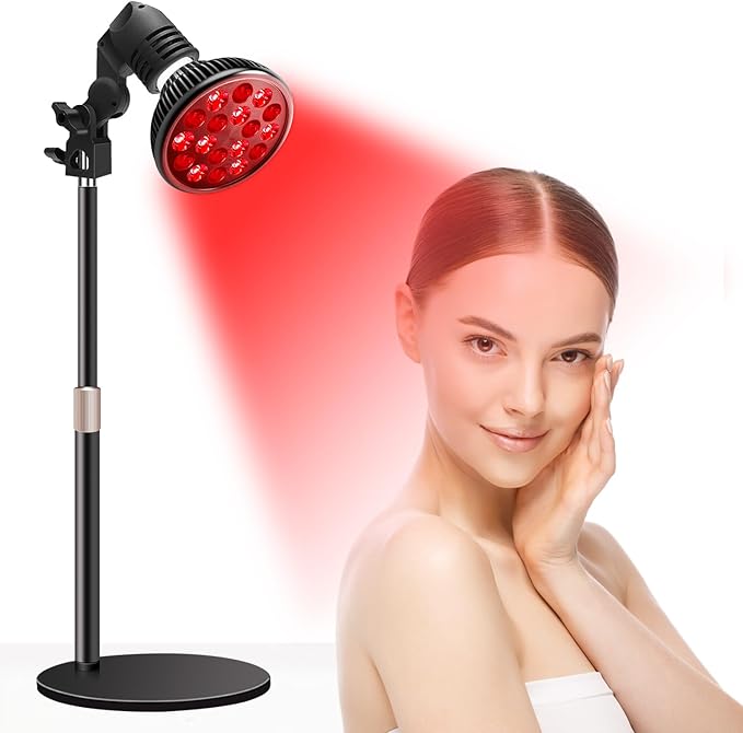 Red Light Therapy Lamp with 16.5 inch Adjustable Stand, 660nm Red Light and 850nm Near Infrared Light Combo for Face and Body Use
