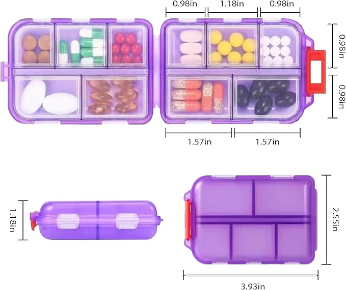 2PCS 7-Day Pill Organizer with Labels – Travel Pill Case, Daily Medication Organizer | Compact & Secure | Fits in Pocket/Purse (3.7” x 2.4”)