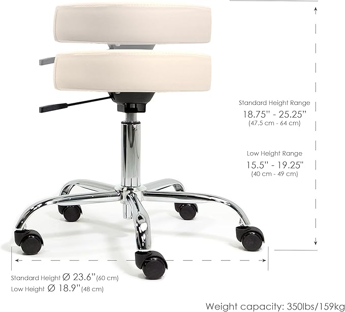 EARTHLITE Pneumatic Massage Salon Drafting Stool - No Leaking (vs. Hydraulic), Adjustable, Rolling, CFC-Free / Medical Spa Facial Chair