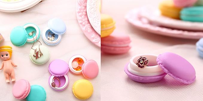 Coolrunner Macaron Case, Mini Macaron Box, Macaron Cute Pill Box, Colorful Macaron Jewelry Storage Box, Shape Storage Box Candy Cute Pill Organizer Case Container(8PCS)