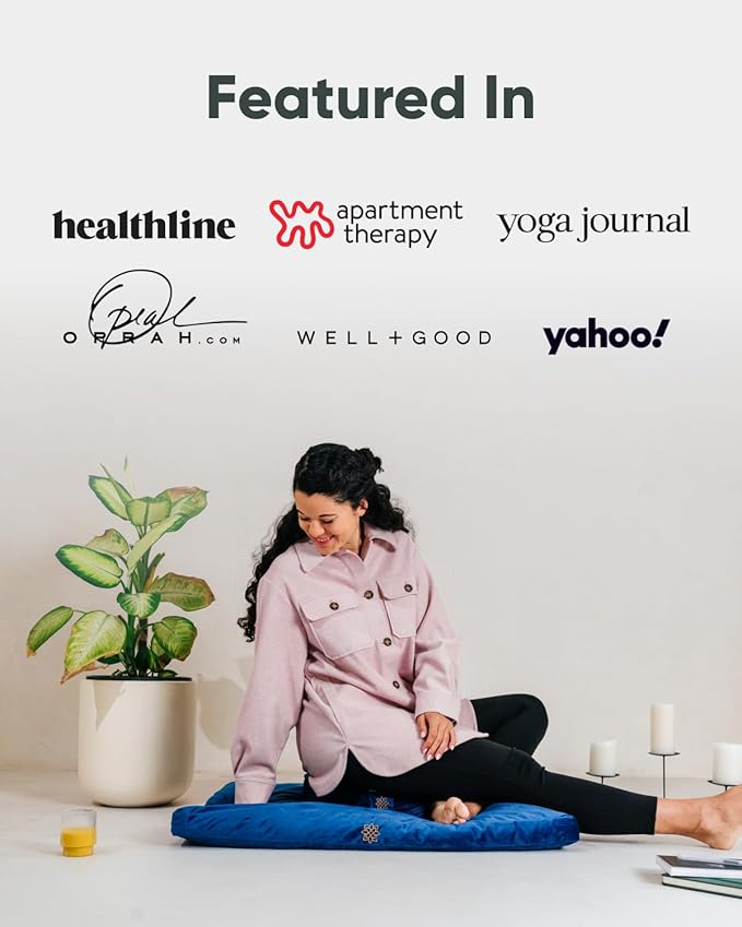 Mindful & Modern Zabuton Meditation Mat - Cotton Filled Yoga and Meditation Pad - Zabuton Meditation Cushion for Kneeling and Sitting Support - Large Rectangular Sitting Floor Pillow for Bench or Zafu