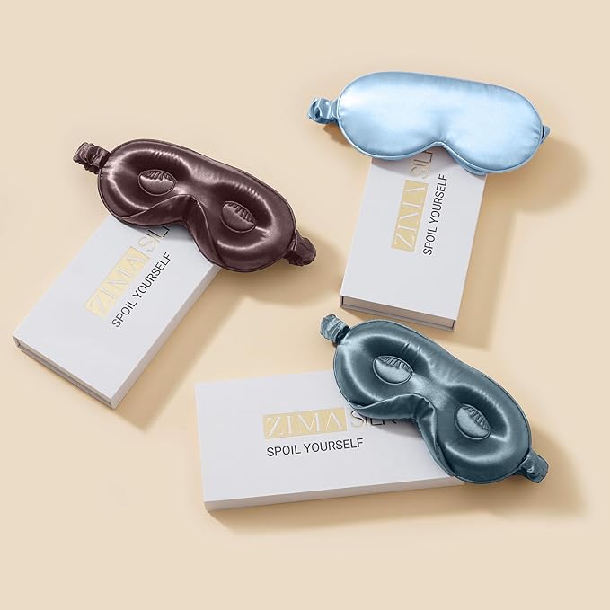ZIMASILK Adjustable 22 Momme 100% Mulberry Silk Sleep Mask, Upgraded 3D Contoured Cup Eye Mask for Sleeping, Super Soft & Breathable Blindfold, Blackout for Deep Sleeping (Gray Purple)
