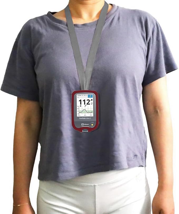 Premium Silicone Protective Cover Set ((Screen Protector +Lanyard + Lanyard Patch) for Freestyle Libre 3 / Freestyle Libre 2/14 Day (Continuous Glucose Monitor) (RED)
