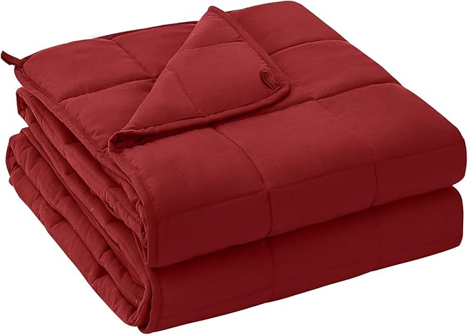 yescool Weighted Blanket for Adults (17 lbs, 48" x 72", Red) Cooling Heavy Blanket for Sleeping Perfect for 110-130 lbs, Twin Size Breathable Blanket with Premium Glass Bead, Machine Washable