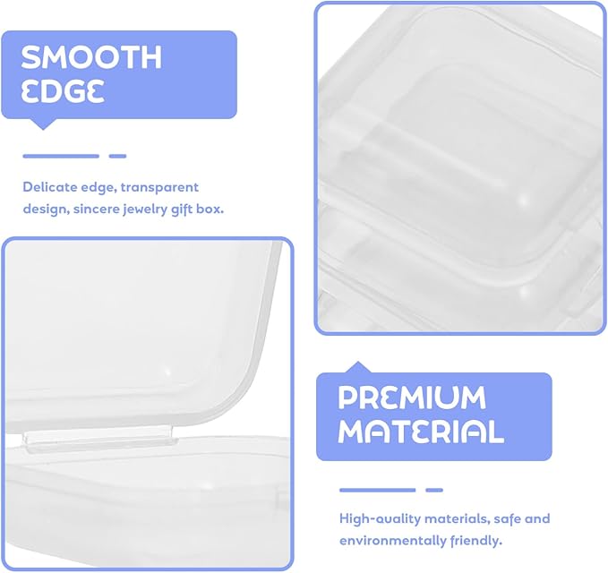 Hemoton 100pcs Clear Storage Boxes Empty Storage Holder Square Mini Clear Box Plastic Small Box Pill Case Medicine Contains for Jewelry Earplugs Bead Storage Organizer Clear