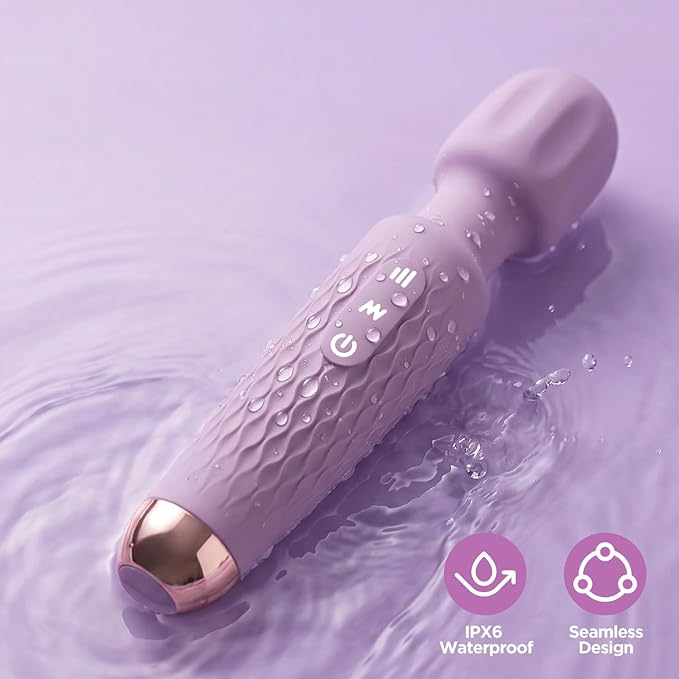 Personal Massager - 4H Runtime & Ultra-Quiet - Waterproof - 20 Modes 8 Speeds for Deep Tissue Back Massage, Post-Workout Recovery and Neck Muscle Relaxation（LX-Purple）
