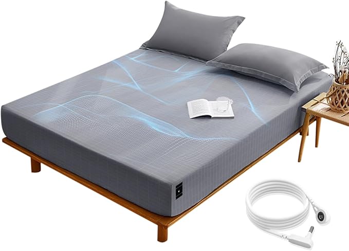 Grounding Sheets Queen Size Grounding Fitted Sheet Deep Pocket 90% Cotton 10% Silver Fiber Grounded Sheets Earth Connected Bed Sheet (60"*80"*14",Grey) (Queen)