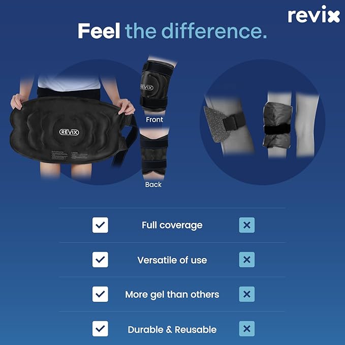 REVIX 20" XXXL Large Gel Ice Pack for Knee, Knee Ice Pack Wrap Around Entire Knee for Post-Workout Recovery, Ease Knee Discomfort and Fatigue, Promote Flexibility and Mobility, 2 Packs
