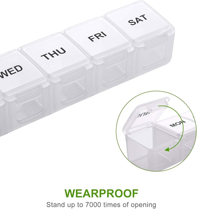 Sukuos Extra Large Weekly Pill Organizer 2 Pcs, Daily Pill Box 7 Day Pill Cases for Medicines, Vitamin, Fish Oils or Supplements, Easy to Clean
