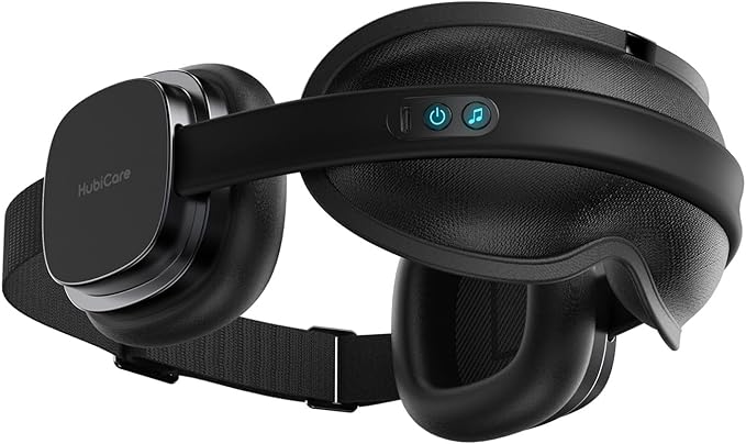 HubiCare Heated Eye Mask with Bluetooth Music and Noise-Blocking Headphone, Warm Eye Relaxer for Dry Eyes, Relaxation and Travel, Better Sleep, Meditation, and Strain Relief (Black)