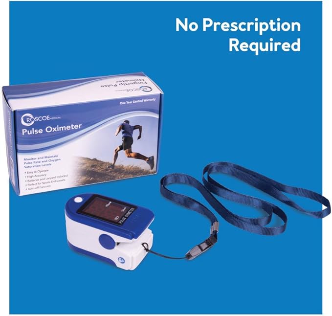Roscoe Medical Finger Pulse Oximeter Oxygen Saturation Monitor - Pulse Ox Fingertip o2 Monitor for Pediatric and Adult - Sports and Aviation Use Only (Pack of 2)