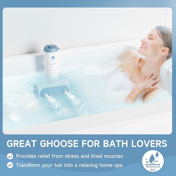 Bath Jets for Tub, Two Modes - Bathtub Jet or Bubble Maker, Portable Bath Spa with Dual Jets, Bath Spa Jets Creates Soothing Bubbles and Massage, Bathtub Accessories for Relaxing Daily Use