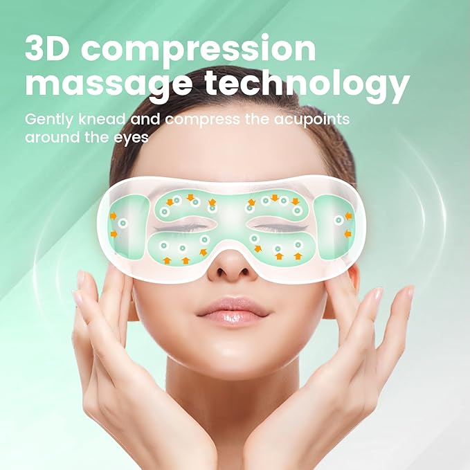 Eye Massager with Heat and Music,3 Heated Eye Mask Massge for Migraines and Dry Eyes,Women and Men Valentines Day Gifts for Him & Her. Mom and Dad Birthday Gifts.Headache Relief