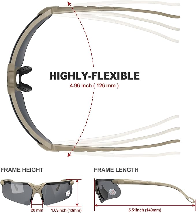 xaegistac Shooting Glasses with Case Anti Fog Hunting Safety Glasses for Adults