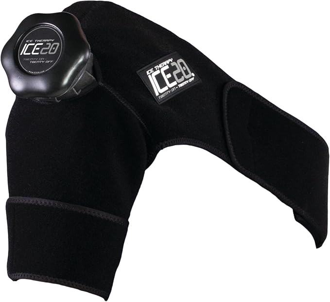 Bownet ICE20 Arm & Shoulder Ice Pack Wrap – Refillable Reusable Ice Therapy Compression Sleeve for Rotator Cuff, Elbow & Sports Injuries, Adjustable Neoprene Support, Cold Pain Relief (Single)