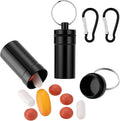 Keychain Pill Holder for Nitroglycerin, 2 Pack Mini Waterproof Portable Travel Purse Pocket Pill Case, Keychain Fob Container for 25ct Nitro/Nitroglycerin Bottle (Black + Black)