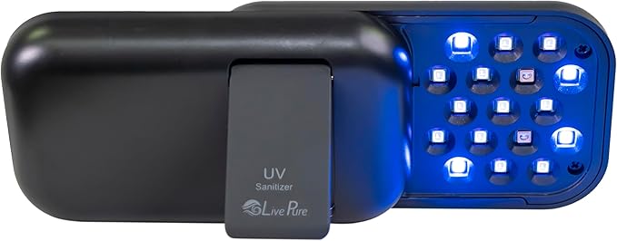 LivePure Handheld UV Light Sanitizer. Portable UV Light for Disinfecting Room, Kitchen, Car, Bathroom, Household Surfaces. Black