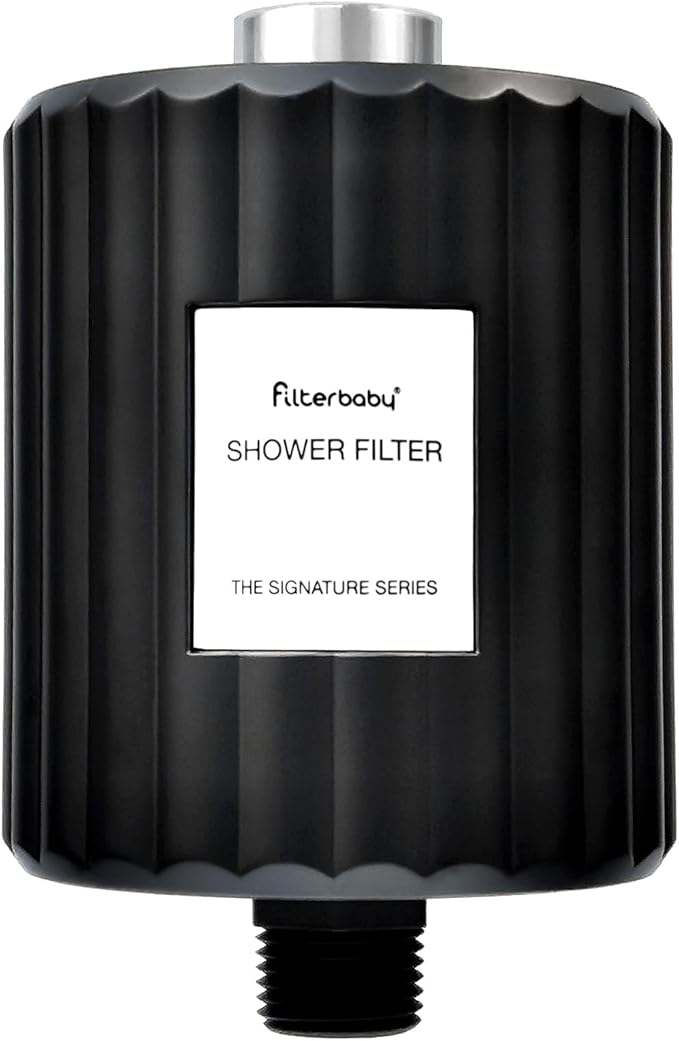 Filterbaby Signature Shower Filter – IAPMO Certified to NSF177 Standard, Doctor Developed, Reduce up to 99% Chlorine/Chloramine/Lead/Certain Heavy Metals, Advanced Filtration for Skin & Hair, Black