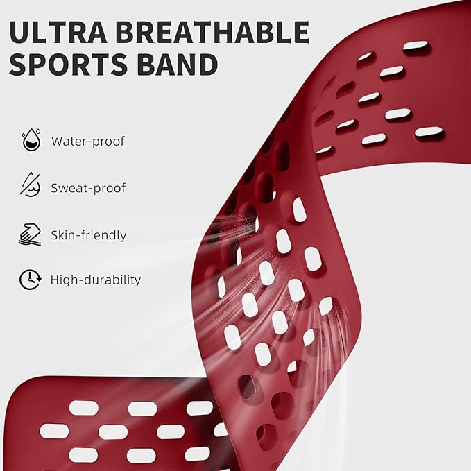 Getino Compatible Fitbit Charge Bands - Soft Breathable Replacement Sport Strap for Women & Men, Adjustable Wristbands for Fitbit Charge 5/6 Advanced Fitness Tracker, Red