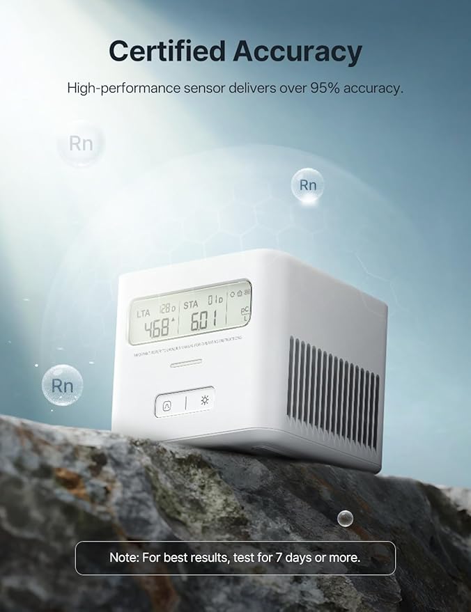 X-Sense Radon Detector for Home, Easy to Use, Zero Lab Fees, No Installation Required, Continuous Monitoring with Clear LCD Screen, XR0A-SR