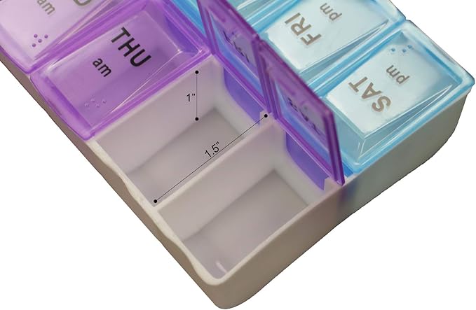 Leather 7 Day AM/PM Pill and Medication Organizer (Green)