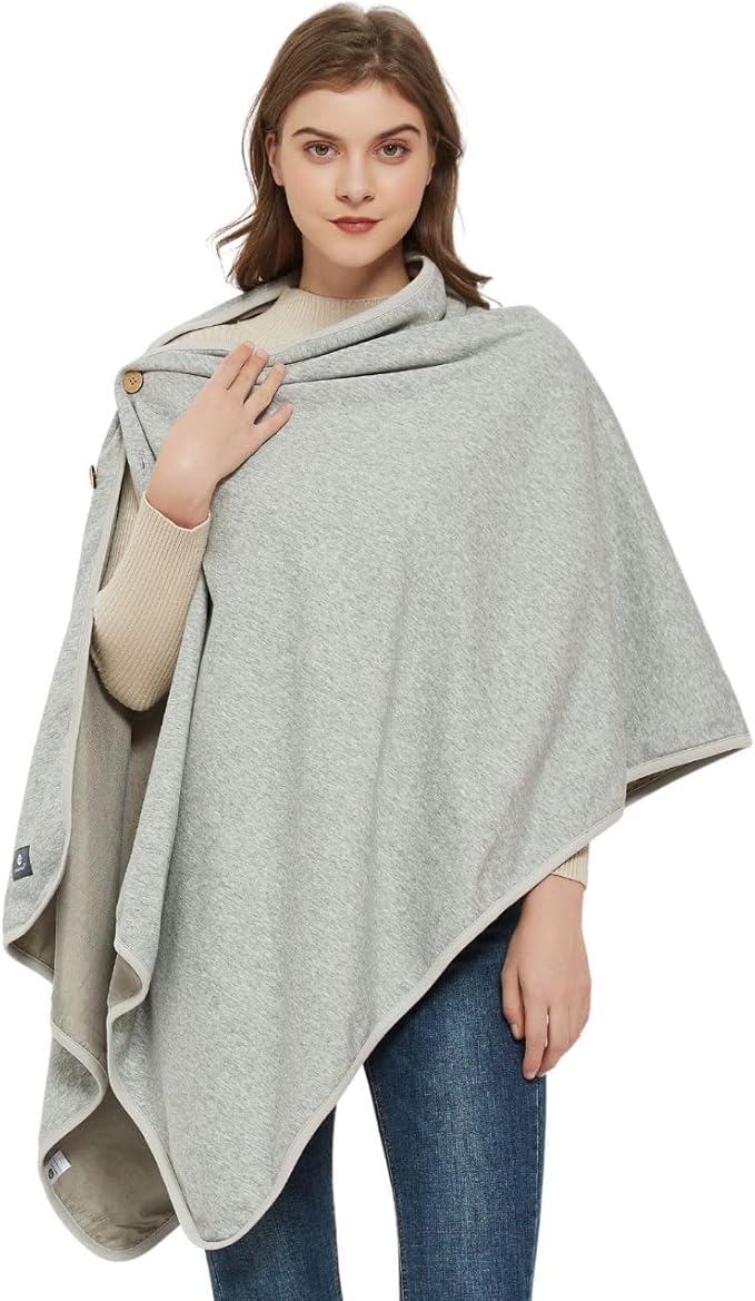 Radia Smart EMF Poncho Blanket, 5G, Wearable Faraday Blanket, RF Shielding, WiFi Blocker, EMF Clothing 28" x 72", Black/Grey