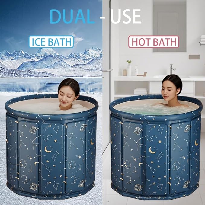Simcat Portable Foldable Ice Bath Tub, Ice PlungeTub for Adults, Fast Muscle Recovery Suitable for Outdoor Gym, Ice Bath, Family Bathroom SPA Tub (31.5 in - Insulation)