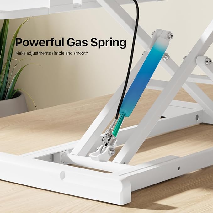 Standing Desk Converter 32 inch, Height Adjustable Sit Stand Desk Riser, Quick Sit to Stand Tabletop Dual Monitor Riser Workstation for Home Office with Keyboard Tray, White