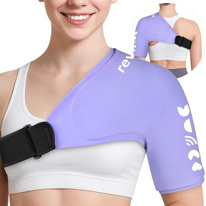 REVIX Shoulder Ice Pack for Rotator Cuff Cold Therapy, Gel Ice Pack Reusable for Arm Discomfort & Fatigue, Shoulder Targeted Relief Compression Sleeve, Flexible Fit for Women, Lady, Female, Girl