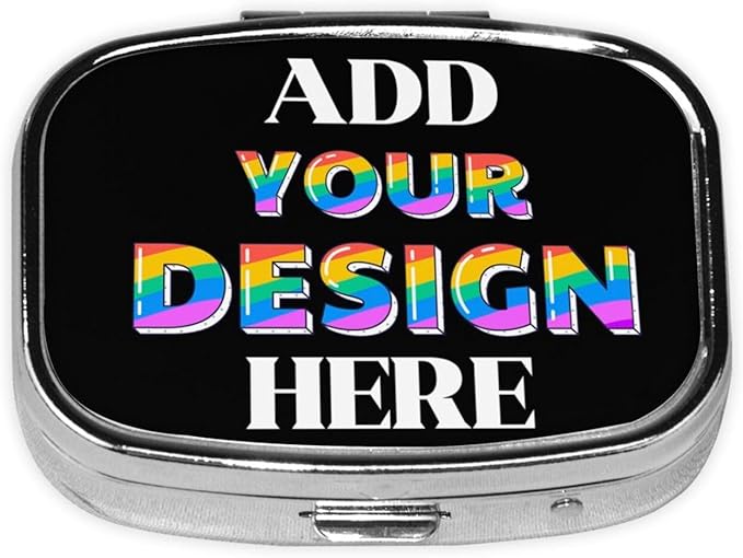 Custom Pill Box, Medicine Pill Organizer Case Container Travel Pill Holder Vitamin for Purse Med Wallet Portable Mini Pastillero Square, Black, Personalized Gifts