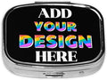 Custom Pill Box, Medicine Pill Organizer Case Container Travel Pill Holder Vitamin for Purse Med Wallet Portable Mini Pastillero Square, Black, Personalized Gifts