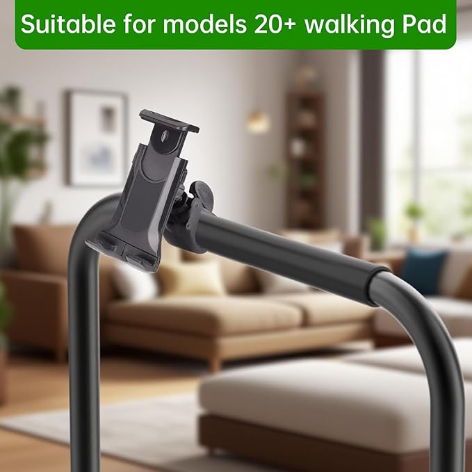Handle Bar for Walking Pad Only, with Phone Holder, Suitable for Models 20+ Walking Pad, 19.7in Wide, Adjustable Handrail Height (Max 43.3in), Non-Slip Feet, Easy to Assemble, Stable Design, Black